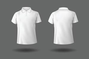 Short sleeve white polo shirt mockup vector