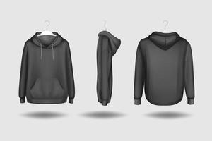 Blank black hoodie template. Hoodie sweatshirt long sleeve with clipping path. vector