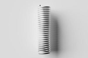 3d render of a stainless steel spring on white background photo