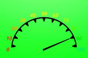 3d illustration of speed measuring speed icon. Black speedometer icon, speedometer pointer photo