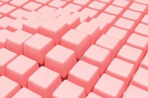 3D illustration volumetric  pink  cubes  on a geometric monophonic background. Parallelogram pattern. Technology geometry  background photo