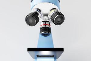 Realistic 3d microscope on white background, laboratory equipment. Microscope for laboratory research photo