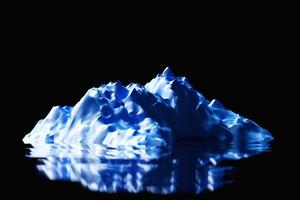 3d illustration neon blue  mountains of different sizes on a black background. Sharp waves. Abstract lines. Flow background. photo
