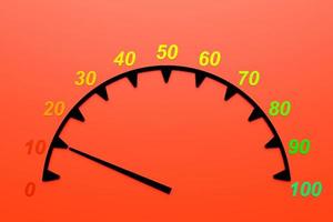 3d illustration of speed measuring speed icon. Black speedometer icon, speedometer pointer photo