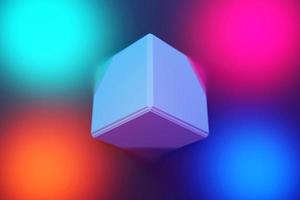 3d illustration     lighting cube flying on  colorful isolated background photo