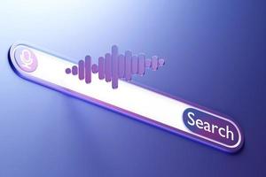 3d illustration, microphone button for audio search on the internet photo
