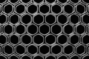 3d illustration of a   silver honeycomb. Pattern of simple geometric hexagonal shapes, mosaic background. photo