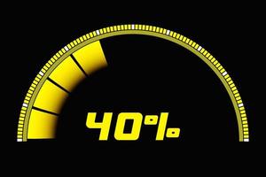 3d illustration  control panel icon with indicator 40 . Low risk concept on speedometer. Credit rating scale photo