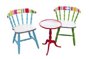 Colorful furniture on white background photo