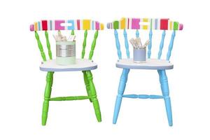 Colorful furniture on white background photo