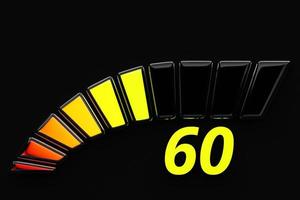3d illustration  control panel icon with indicator 60 . Normal risk concept on speedometer. Credit rating scale photo