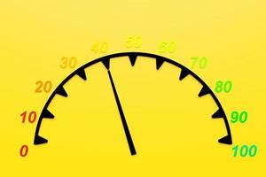 3d illustration  control panel icon with indicator 40 . Normal risk concept on speedometer. Credit rating scale photo