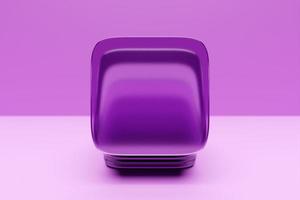 3d illustration    purple cube  on monocrome isolated background photo