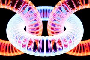 3d illustration of neon colorful chains. Chain set. Geometric pattern. science and technology background photo