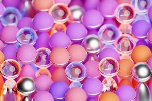 3d illustration of  pink and purple  balls.Set of  balls  on monocrome background, pattern. Geometry  background photo