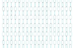 3d illustration of rows of silvery metal chains. Set of chains on a white background. Geometric pattern. Technology geometry background photo