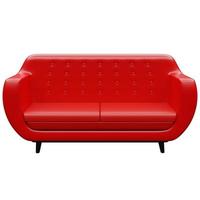 3d illustration of an red sofa in a retro 60s style on a white  background photo