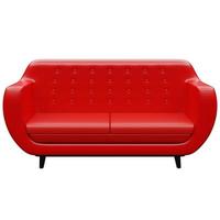 3d illustration of an red sofa in a retro 60s style on a white  background photo