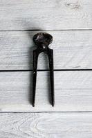 Tools on a wooden background photo