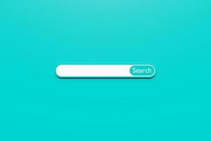 3D illustration, Search bar design element on a   blue   background. Search bar for website and user interface, mobile applications. photo