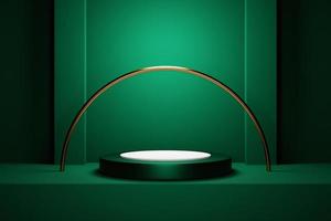 3d illustration of a  green circle podium stand on the background of a geometric composition. 3d rendering. Minimalism geometry background photo