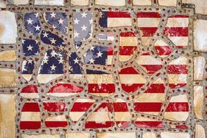 National flag of  USA on stone  wall background. Flag  banner on  stone texture background. photo