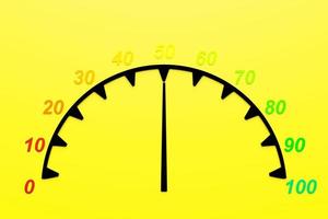 3d illustration of speed measuring speed icon. Colorful speedometer icon, speedometer pointer points to  50 photo