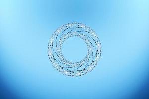 3d illustration of a portal from a circle,  walkway.  A close-up of a blue  round monocrome tunnel. photo