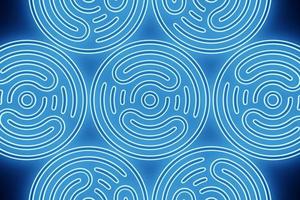 3D rendering abstract blue round fractal, portal. Colorful round spiral. photo