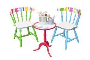 Colorful furniture on white background photo