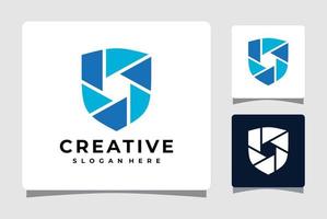 Camera Shutter Shield Logo Template Design Inspiration vector