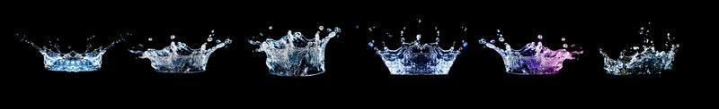 Collection of splashing water on a black background photo