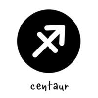 signo del zodiaco centauro blanco en un círculo negro.