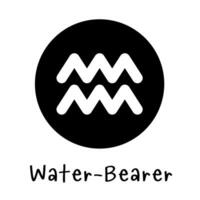 signo del zodiaco portador de agua blanca en un círculo negro. vector