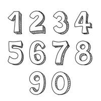 black line arabic numerals vector