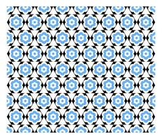 hexágono transparente con formas de flores azules superpuestas. vector