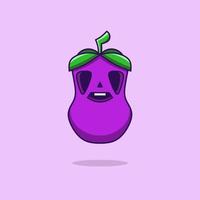 Eggplant Cute Character Emotion Emoticon Logo Design Vector. vector