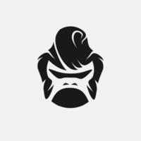 Pompadour Gorilla Monkey Minimalist Logo. Simple Negative Space Vector Design.