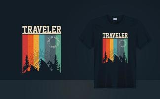 Traveler vintage grunge t-shirt design for t-shirt printing, poster, wall art, clothing, fashion tshirt vector illustration