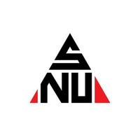 SNU triangle letter logo design with triangle shape. SNU triangle logo design monogram. SNU triangle vector logo template with red color. SNU triangular logo Simple, Elegant, and Luxurious Logo.