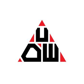 UOW triangle letter logo design with triangle shape. UOW triangle logo design monogram. UOW triangle vector logo template with red color. UOW triangular logo Simple, Elegant, and Luxurious Logo.
