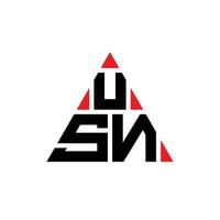 USN triangle letter logo design with triangle shape. USN triangle logo design monogram. USN triangle vector logo template with red color. USN triangular logo Simple, Elegant, and Luxurious Logo.