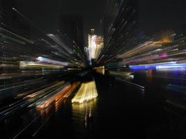 luces nocturnas coloridas y borrosas desenfocadas tomadas de la ciudad de bangkok riverview para papel tapiz foto