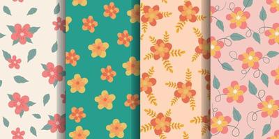 Romantic flower seamless pattern set collection vector