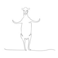 Funny stand cow continuous line art drawing style, the cow sketch black linear isolated on white background, the best funny cow vector illustration.