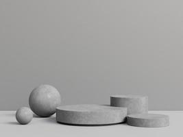 Concrete pedestal for product display with grey background. 3d rendering. photo