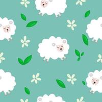 Seamless pattern with cute sheep and lambs. Loop pattern for fabric, textile, wallpaper, posters, gift wrapping paper, napkins, tablecloths. Print for kids. Children's pattern vector illustration