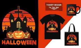 diseño de camiseta de feliz halloween, elemento de tipografía de diseño de plantilla de halloween vector