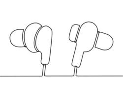 continuous line drawing on headphone vector