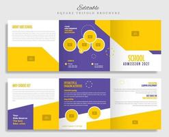 school admission square trifold brochure template vector
